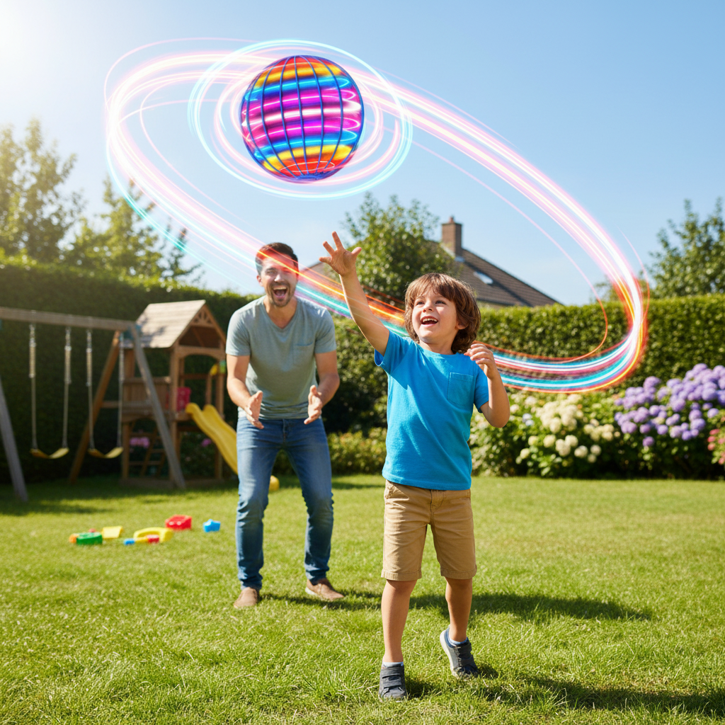 Flying Ball Children's Hand Controlled Color LED Cosmic Globe 360 ° Rotating Suspension Ball Suitable for Indoor and Outdoor Toy